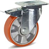Meso PU zwaarlast zwenkwiel met rem 160mm - 700kg draagvermogen