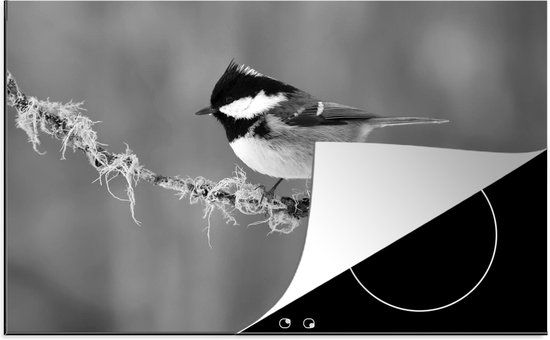 KitchenYeah® Inductie beschermer 77x51 cm - Zwarte mees - Zwart Wit