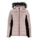 Peak Mountain Donsjack voor dames, roze/zwart, effen, lange kledinglengte, normale pasvorm, waterkolom 6000 mm, ademend vermogen 6000 g, afneembare capuchon, XL