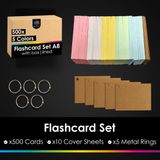OfficeTree 500x Flashcards A8-5 Kleuren - Flashcards met Ring en Opbergdoosje - Woordenschat Flashcards A8 gelinieerd - Flashcards voor Examens & Aantekeningen