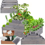 Modo24 ZP09 Carré Potager Surélevé En Escalier Modulable, Bois De Pin, Herbes/légumes, Jardin/terrasse/balcon, 54x117x120 Cm, Gris