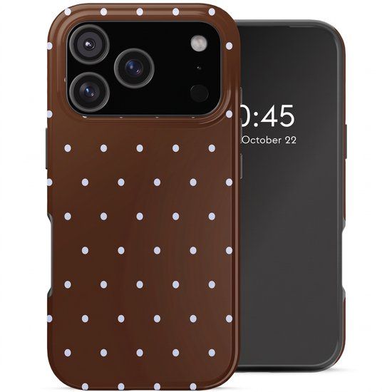Selencia Hoesje - Geschikt voor Apple iPhone 17 Pro Max - Backcover - Happy Dots Chocolate