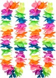 Boland Hawaii krans/slinger - 2x - Tropische/zomerse kleuren mix - Bloemen hals slingers