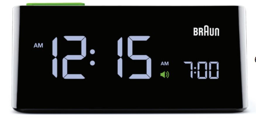 Braun BNC016 Digital Alarm Clock - Black - LCD - Snooze - 12/24H
