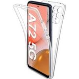 Phonillico® Case voor Samsung A72 - Transparant Integraal Siliconen 2 In elkaar grijpende delen voor en achter