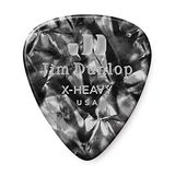 483P#02 Dunlop Celluloid Classic Player's Pack – Parelmoer Zwart – Extra Zwaar – 12 stuks