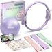 Merkloos Pilatesring-set met 35 cm cirkel, minibal, weerstandsbanden en handpomp, paars