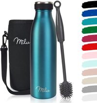 MILU Roestvrij Staal Vacuüm Geïsoleerde Waterfles - 500ml - Dubbelwandige Metaalfles, Voor Warme, Koude & Koolzuurhoudende Dranken (Groen)