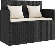 vidaXL Tuinbank met kussens, polyrattan, zwart