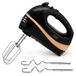 Adler Europe Handmixer 500W - 5 snelheden, turbo, 2 gardes en 2 kneedhaken van chroomstaal, 18,5 cm lengte, uitwerpknop, zwart goud