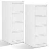 m-office Opbergmap van metaal, wit, met 4 laden en slot, efficiënte opslag voor DIN A4 en folio, ladekast 132 x 46 x 62 cm (2 stuks)