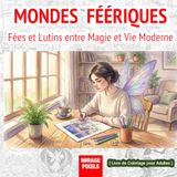 Mondes Féeriques: Fées et Lutins entre Magie et Vie Moderne: 50 Illustrations Originales à Colorier pour Adultes — Anti-Stress, Détente Créative