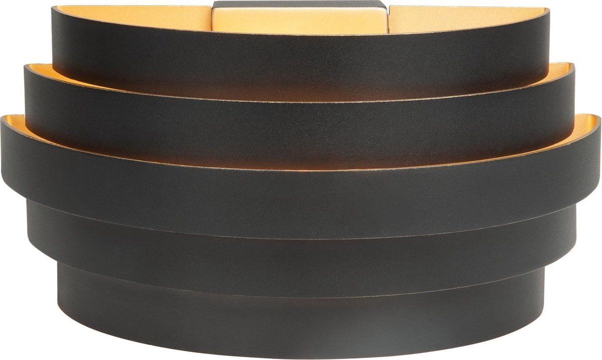 HighLight Scudo Wandlamp 1 lichts 25 cm Zwart/Goud - Modern