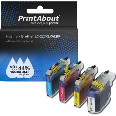 PrintAbout Huismerk Brother LC-227XLVALBP Inktcartridge 4-kleuren Voordeelbundel Hoge capaciteit