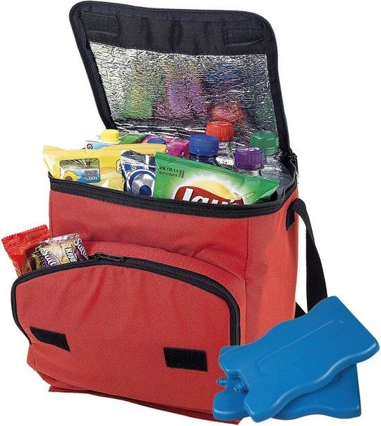 Shoppartners Grote rode koeltas met 8x koelelementen set - 10 liter - Polyester