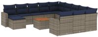 vidaXL 13-delige tuinbankset met kussens, grijs, polyrotan