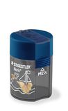 STAEDTLER 512 003 dubbele puntenslijper, twee puntige gaten voor verschillende penformaten, uniek Noris Design-product, gebruiksklare verpakking, 10 puntenslijpers