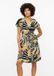 s.Oliver Linnen Jurk Oker Zebraprint Lange Mouw V-hals A-lijn Casual Dames 46