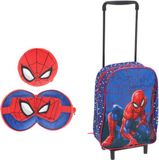 4kidsonly.eu Spiderman reisset; trolleyrugzak en slaapmasker + reiskussen