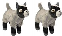 Wild Republic Europe 2x stuks peluche chèvre gris 20 cm - animaux en peluche de ferme chèvres