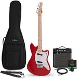 Gear4music Seattle elektrische gitaar rood, 10 W gitaarversterker en accessoirepakket