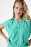 Garcia Dames Effen Blouse Groen Korte mouw