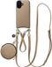 AVY Étui en cuir pour Apple iPhone 16 | Avec cordon et mini pochette pour téléphone | Compatible MagSafe | Étui en cuir avec cordon de 30 cm et 130 cm et pochette | Ensemble en cuir | Beige