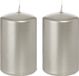 Trend Candles Bougie cylindrique/bougie tronc - 2x - argent - 5 x 8 cm - 18 heures de combustion