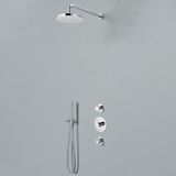 Hotbath Buddy - Inbouw Regendoucheset - Chroom - Thermostatisch - Wandarm 35 cm - Hoofddouche 200 mm - Staafhanddouche - Waterbesparend - V02