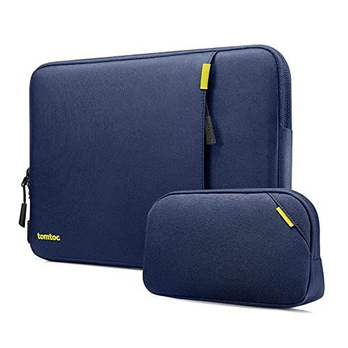 tomtoc 360 Beschermende Laptop Sleeve voor 14 inch MacBook Pro M1 Pro/Max A2442 2021, 13 inch Nieuwe MacBook Air M2/A2681 2022 met Hard Shell Case, Waterbestendige Laptop Tas met Georganiseerde Accessoire Pouch