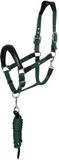 Equestro Leer Ergonomisch Halster Met Inzetstukken Groen Cob