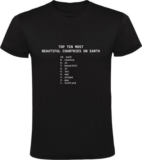 Scotland Top Ten Most Beautiful Countries on Earth Men's T-Shirt - Black - Size L