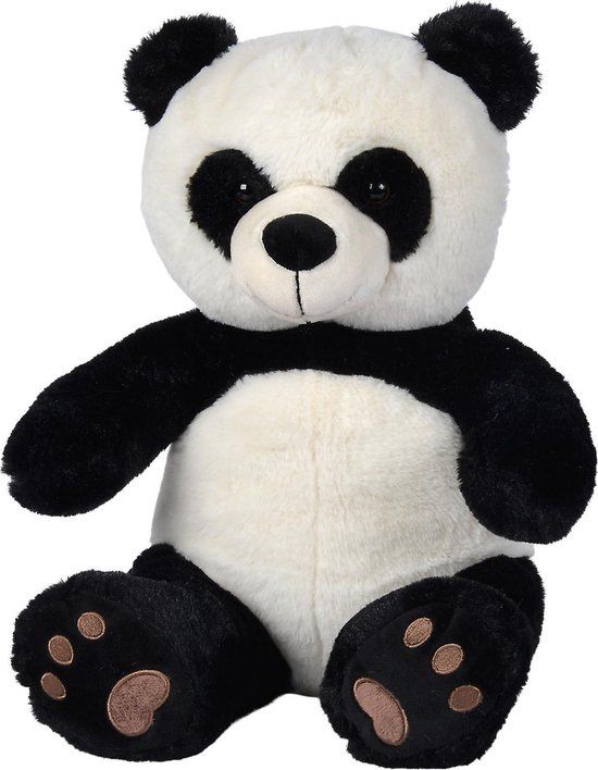 Nicotoy Zittende Panda Knuffel - 33cm - Zwart - Vanaf 0 Maanden