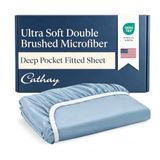 Cathay Home Luxe rimpel- en vervagingsbestendig dubbel geborsteld ultrazachte microvezel 35,5 cm standaard zak enkel hoeslaken, blauwe mist, twinsize