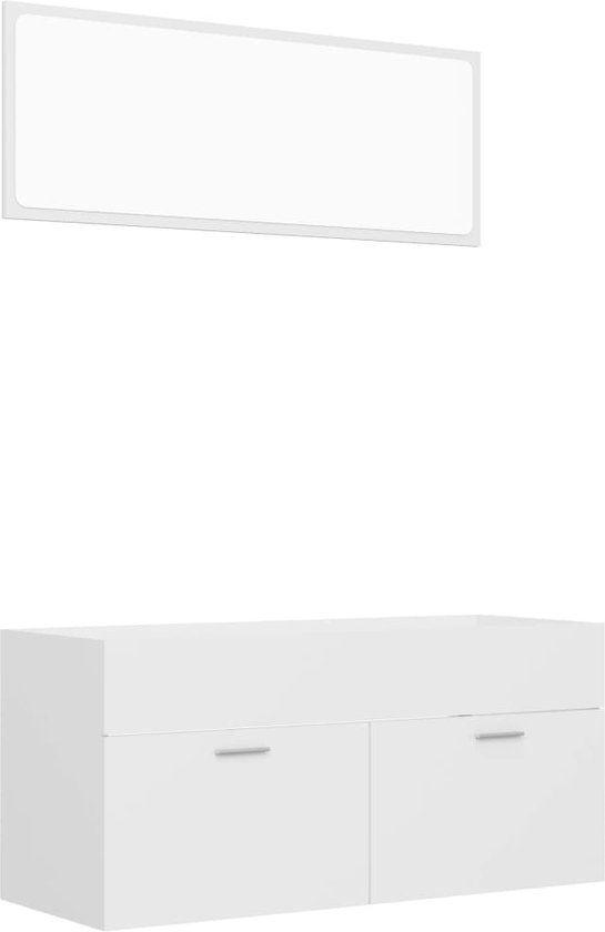 vidaXL 2-delige Badkamermeubelset Bewerkt Hout Wit