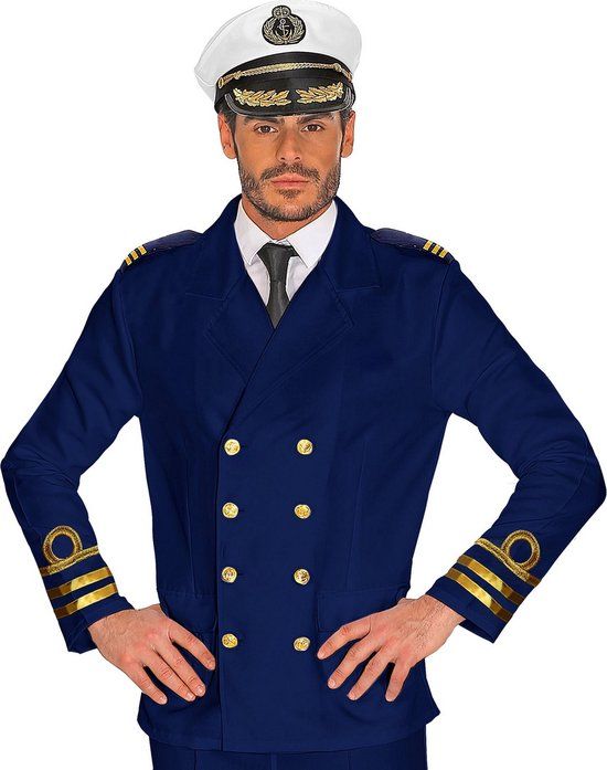 Widmann Kapitein & Matroos & Zeeman Kostuum - Jas Marine Officier Oorlogskruiser Man - Blauw - Small