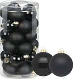Inge-glas Inge's Christmas Decor Gmbh 72x stuks glazen kerstballen zwart 4 cm glans en mat