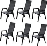 AVH-Collectie Nancy dining tuinstoel verstelbaar antraciet textileen set van 6