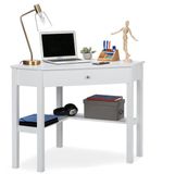 Merkloos Relaxdays Hoekbureau met plank en lade - Wit - 76x107x72 cm