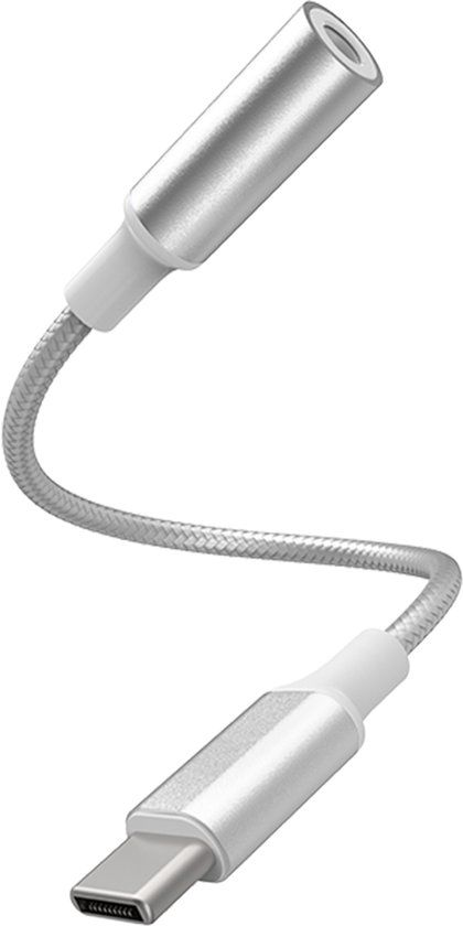 FORCE CASE Adapter USB-C Male naar 3.5mm Jack Vrouwelijke Versterkte Gevlochten Adapter, Wit / Grijs