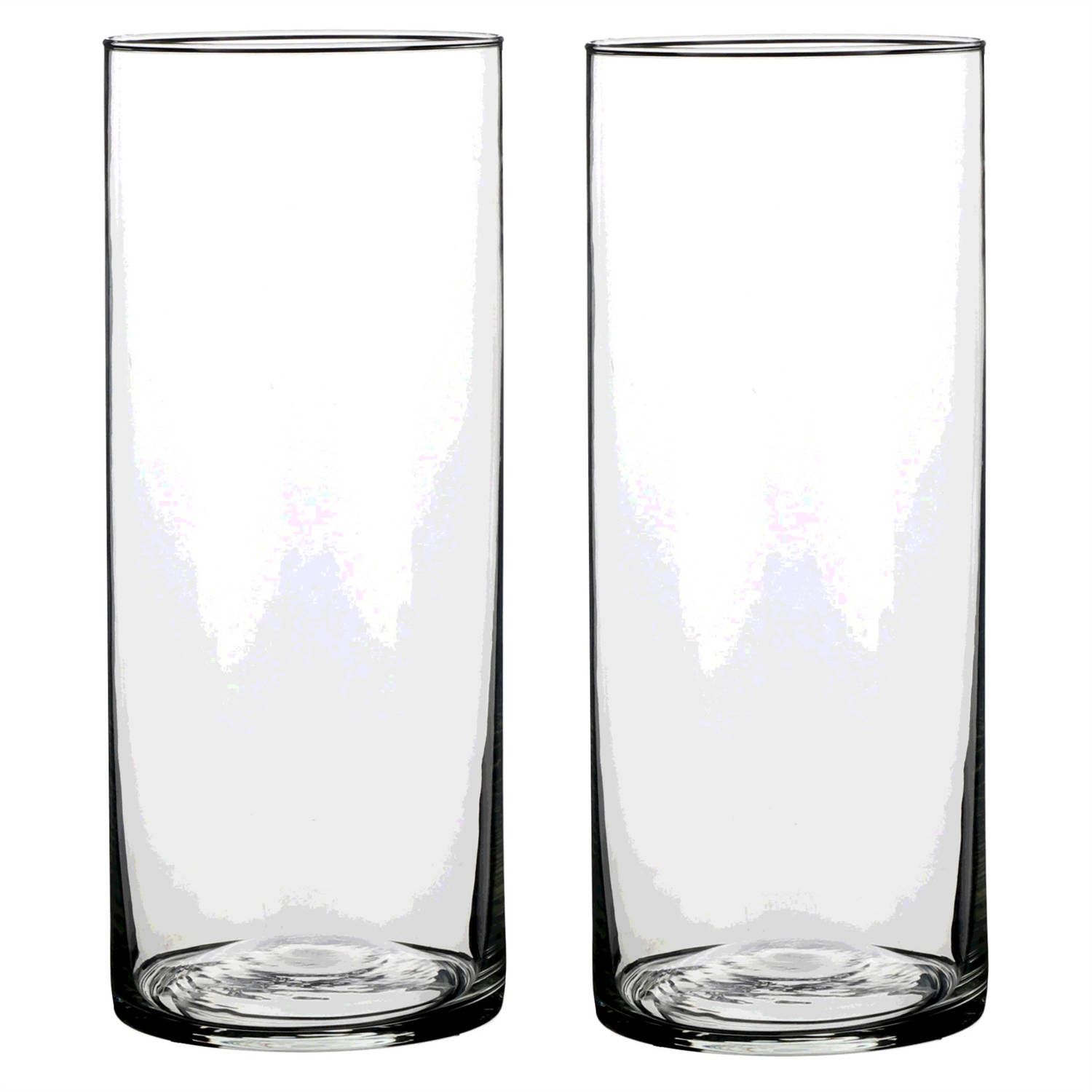 Mica Decorations - Set van 2 Ronde Glazen Vazen - 30 x 12 cm - Transparant