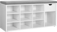 Merkloos VASAGLE Schoenenbank met lade en open vakken, 104 x 30 x 48 cm, Wit