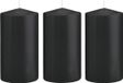 Trend Candles Cilinderkaars/stompkaars - 5x - Zwart - 8 x 15 cm - 69 Branduren