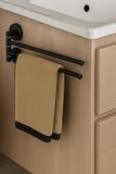 IPEA Handdoekhouder voor wandmontage of badkamermeubels, 2 plaatsen, geen boren nodig, 180 graden, modern design, dubbele beweegbare handdoekhouder, handdoekhouder om te plakken, voor badkamer, douche