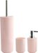 MSV Accessoires de salle de bain Moods - Porte-brosse WC, Gobelet, Distributeur de savon - Rose clair - Plastique