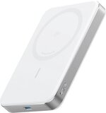 Anker MagGo powerbank, magnetische batterij van 10000 mAh, draagbaar en ultradun, compatibel met MagSafe, ultrasnel, Qi2-gecertificeerd met 15 W, ergonomisch ontwerp, enkel voor iPhone 16/15/14/13/12-Wit