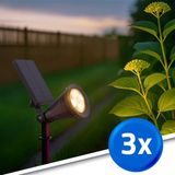 RexTech Solar tuinverlichting prikspot 'Highlight' - Voordeelset 3 stuks - Warm wit licht - Zwart