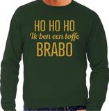 Bellatio Decorations Foute kersttrui/sweater voor heren - Hohoho toffe Brabo - groen - glitter goud L