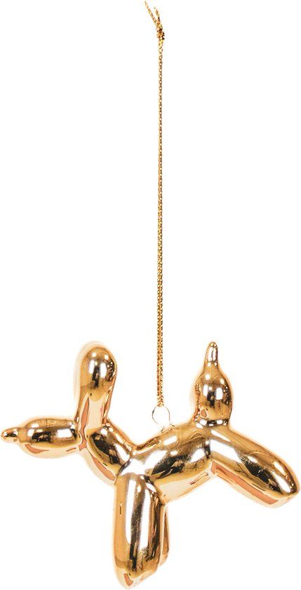 Housevitamin Ballon Hond Kerstbal - Goud - 6,5x3x6cm