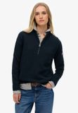 Superdry Dames Slouchy Gebreide Half-Zip Trui - Katoen - Maat 36 - Eclipse Navy